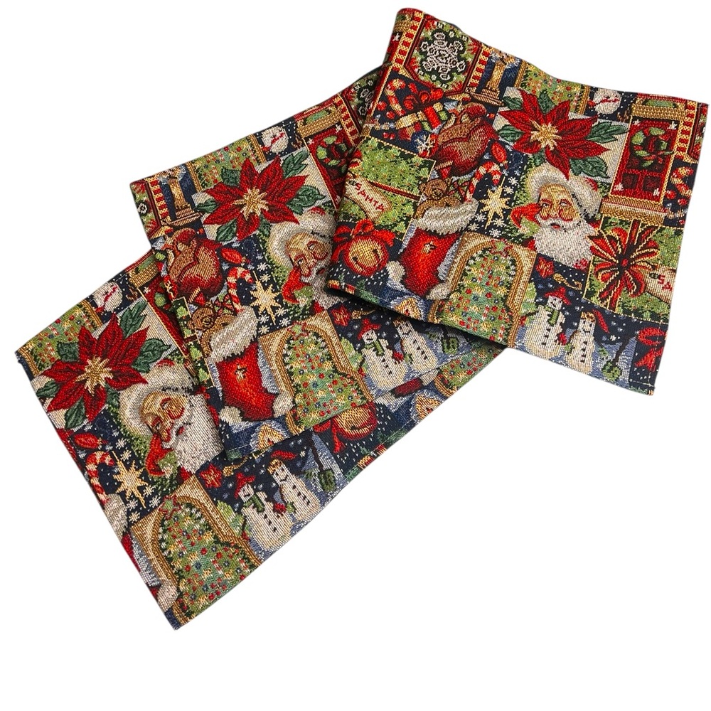 Christmas Tapestry like Santa Holiday Table Runner 70”x12.5”‎